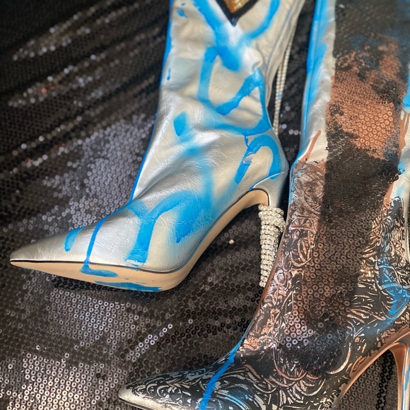 The Silver Baddie Over the Knee Boot Sz 11 - Picture 15 of 16